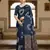 Navy blue ajrakh bandhej handblock print  mulmul cotton saree with blouse.