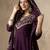 Trending wine embroidered flared vichitra silk kurta pant set with dupatta for women
