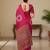Pink ajrakh bandhej handblock print  mulmul cotton saree with blouse.