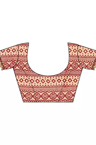 Maroon kalamkari print mulmul cotton saree with blouse.