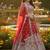 DESIGNER RED NET FABRIC WEDDING BRIDAL LEHENGA CHOLI SEMI STITCHED