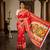 Red Color Digital printing Durga Pooja Work Lichi Silk Saree