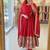 Red chinon silk party wear embroidery anarkali suit set