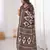Brown blocked printed, floral print, geometric print soft pure cotton saree with blouse.