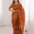 Mustard blocked printed, floral print soft pure cotton saree with blouse.