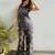 Women's navy blue ajarakh printed rayon co-ord set with wide leg pants for casual indo-western wear