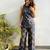 Women's navy blue ajarakh printed rayon co-ord set with wide leg pants for casual indo-western wear