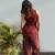 Women's maroon printed rayon co-ord set with relaxed fit pants for casual indo-western wear