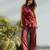Women's maroon printed rayon co-ord set with relaxed fit pants for casual indo-western wear