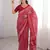 Pink blocked printed, paisley soft pure cotton saree with blouse.