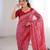 Pink blocked printed, paisley soft pure cotton saree with blouse.