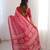 Pink blocked printed, paisley soft pure cotton saree with blouse.