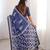 Navy blue blocked printed, floral print, geometric print soft pure cotton saree with blouse.