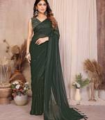 Pure Georgette Saree With Heavy Embroidered Blouse