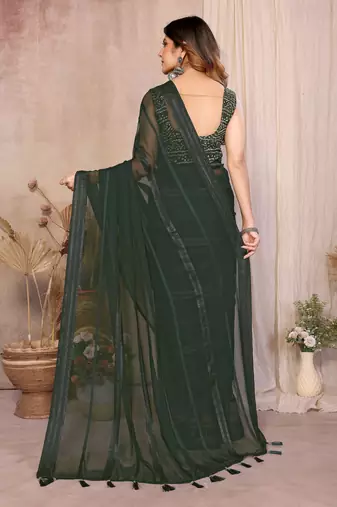 Pure Georgette Saree With Heavy Embroidered Blouse