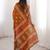 Mustard blocked printed, floral print soft pure cotton saree with blouse.