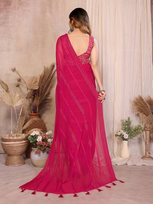 Pure Georgette Saree With Heavy Embroidered Blouse 3