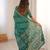 Green blocked printed, floral print soft pure cotton saree with blouse.