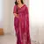 Pink blocked printed, floral print soft pure cotton saree with blouse.