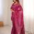 Pink blocked printed, floral print soft pure cotton saree with blouse.