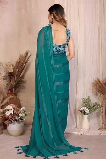 Pure Georgette Saree With Heavy Embroidered Blouse