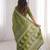 Green blocked printed, floral print, paisley soft pure cotton saree with blouse.