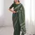 Green blocked printed, floral print soft pure cotton saree with blouse.