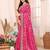 Pink bandhani printed vichitra silk saree with embroidered border