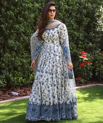 Printed Anarkali Gown With Dupatta Stylish Gown Suit Set 1