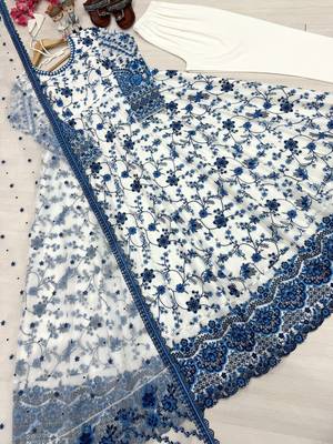 Printed Anarkali Gown With Dupatta Stylish Gown Suit Set 4