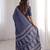 Navy blue blocked printed, floral print soft pure cotton saree with blouse.