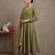 Parrot-green vichitra silk with embroidery salwar suit