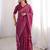 Pink blocked printed, floral print soft pure cotton saree with blouse.