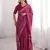 Pink blocked printed, floral print soft pure cotton saree with blouse.