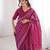 Pink blocked printed, floral print soft pure cotton saree with blouse.