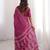 Pink blocked printed, floral print soft pure cotton saree with blouse.