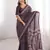 Wine blocked printed, floral print soft pure cotton saree with blouse.