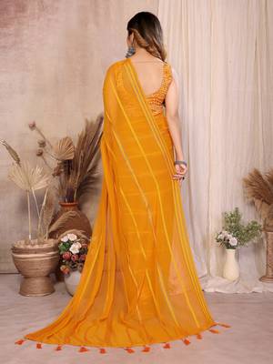 Pure Georgette Saree With Heavy Embroidered Blouse 3