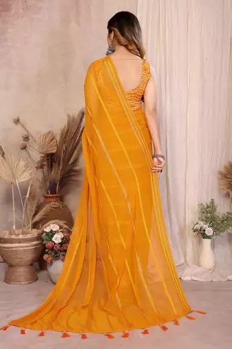 Pure Georgette Saree With Heavy Embroidered Blouse