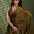 Gold silk satin embellished saree with unstitched blouse piece
