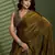 Gold silk blend satin embellished saree with unstitched blouse piece