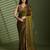 Gold silk satin embellished saree with unstitched blouse piece
