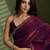 Wine silk satin embellished saree with unstitched blouse piece