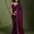 Wine silk satin embellished saree with unstitched blouse piece