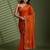 Rust silk satin embellished saree with unstitched blouse piece