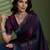 Wine silk satin embellished saree with unstitched blouse piece