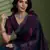 Wine silk blend satin embellished saree with unstitched blouse piece