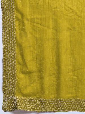 Neon silk blend chiffon embellished saree with unstitched blouse piece 5