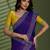 Purple silk chiffon embellished saree with unstitched blouse piece