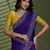 Purple silk blend chiffon embellished saree with unstitched blouse piece